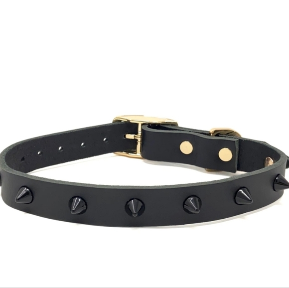 Smooth spike leather dog collar - Size L - Picture 5 of 6